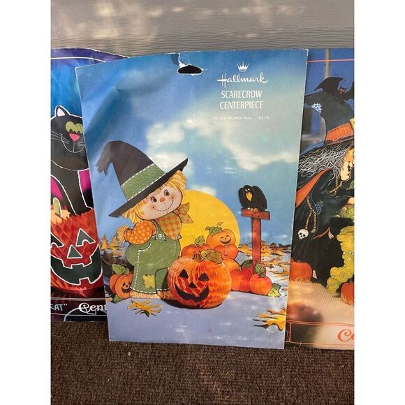 Vintage Hallmark Honeycomb Centerpiece Lot CAT WITCH SCARECROW TURKEY - Picture 4 of 11